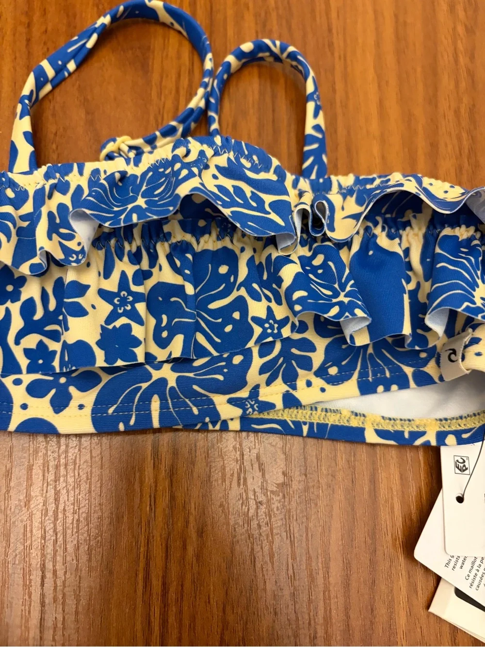 Rip Curl Girls Blue and Cream Floral Ruffle Bikini Set